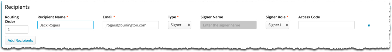 Recipients screenshot