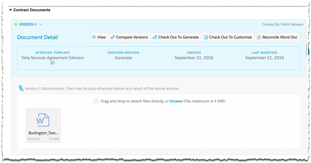 Create New Version screenshot