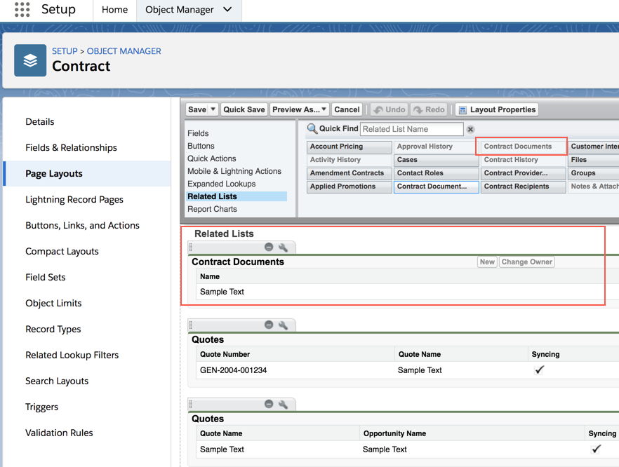 Page layouts contract document screenshot