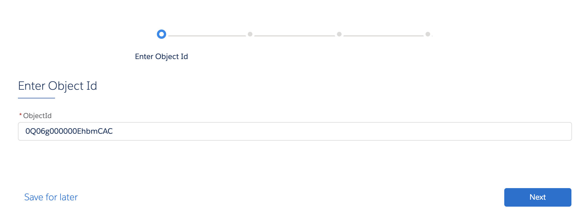 Enter object ID window for sendEsignature Omniscript