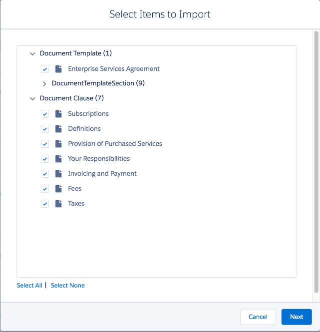 Select Items to Import screenshot