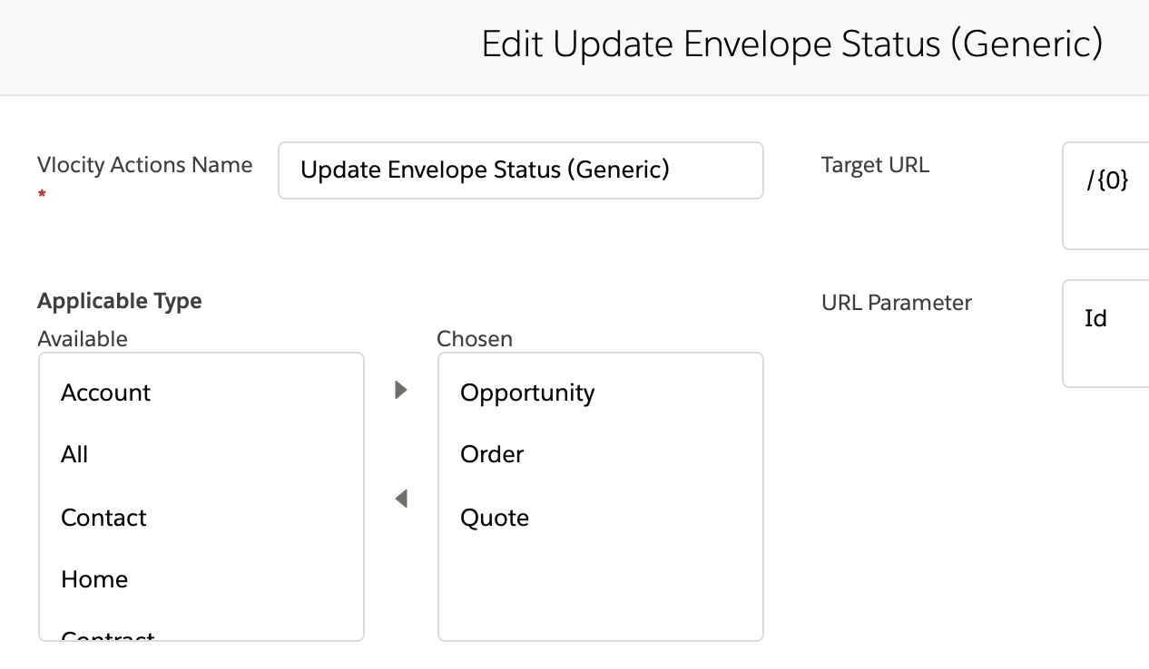 The Edit Update Envelope Status page.