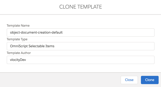 Clone template screenshot