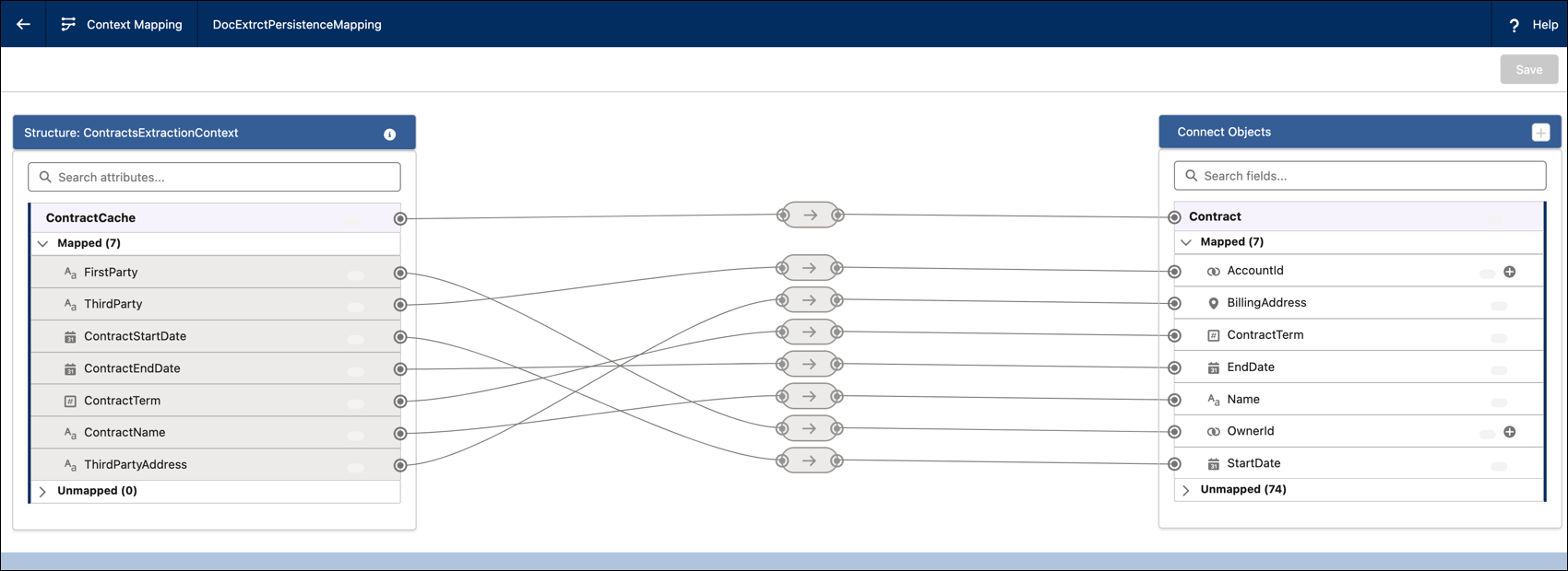 View the mapping between the contract and the ContractCache.