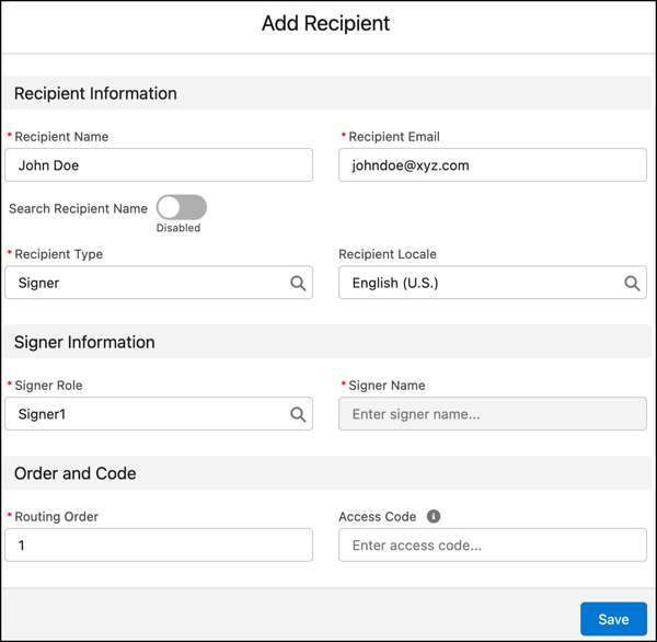 Add recipient detail page.