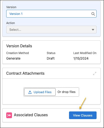 The button to access the list of associated clauses.