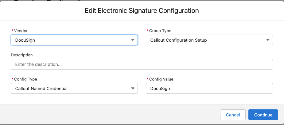 Edit electronic signature configuration page.