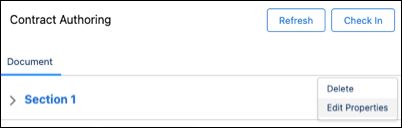 Modify section with options such as delete, edit properties.