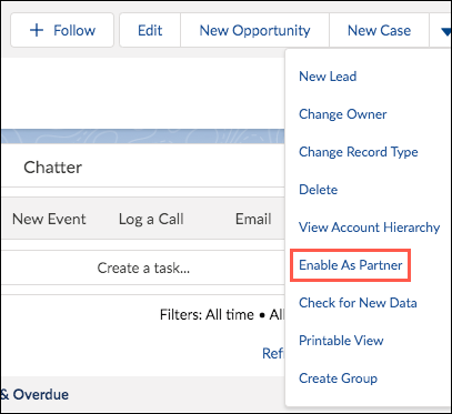 Enable As Partner option from the account.