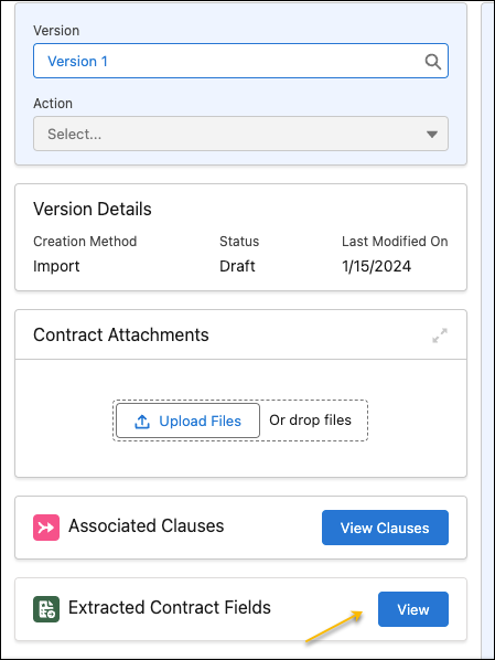 The view button for the extracted contract fields.