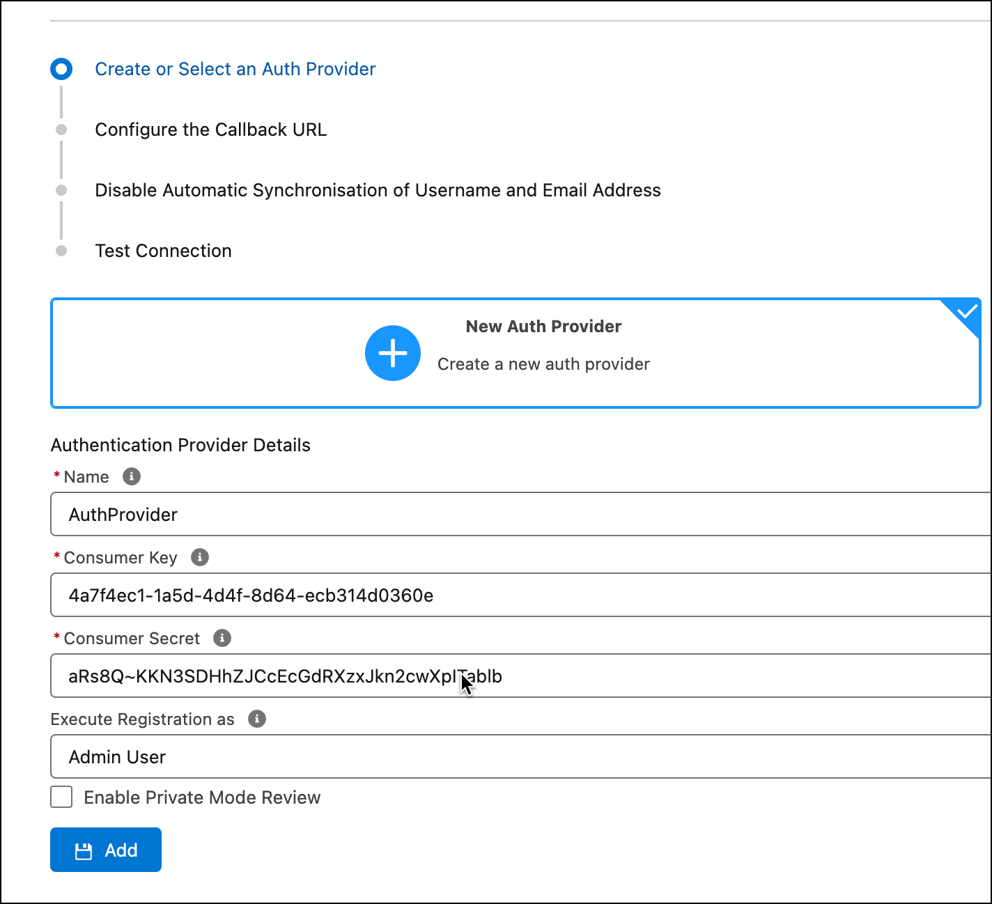 Adding auth provider details