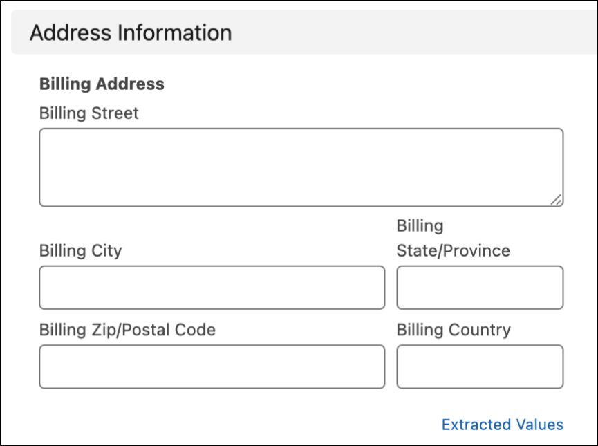 Billing address, a composite field and its associated subfields