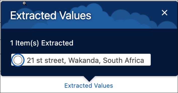 The extracted results for the subfields appear together, separated by commas.