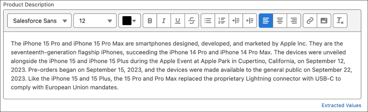 The extracted result from a Text Area (Rich) field doesn’t retain the formatting.