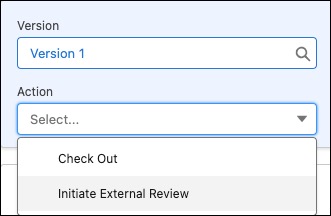 Action dropdown: Select Initiate External Review.