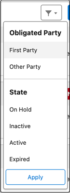 Filter obligations by parties and states
