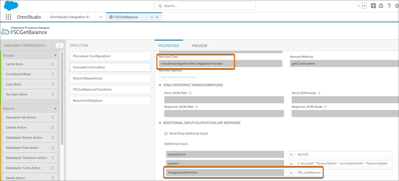 Remote Class and Developer Name Fields in the Integration Procedure