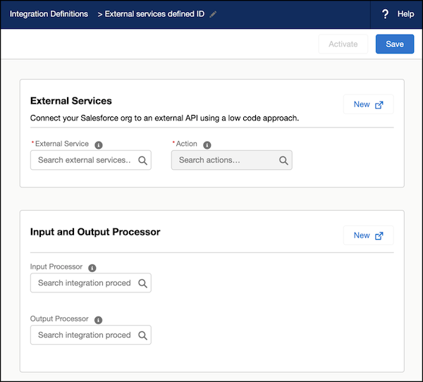 Integration definition external services