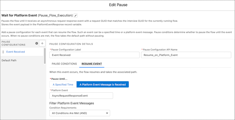 Configure the flow pause