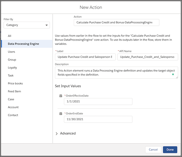 Run the Definition to Update Purchase Credit and Bonus