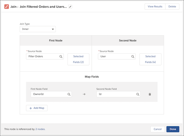 Join filtered order and user in Join node.