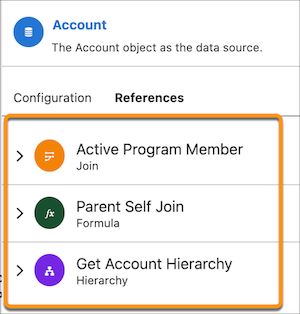 A node's References tab shows three reference nodes that are highlighted.