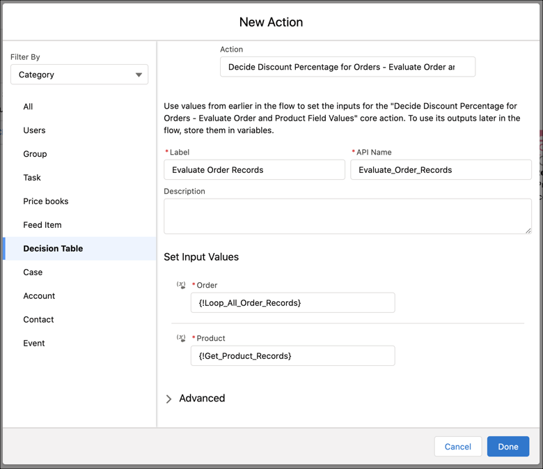 Data Processing Engine custom action in a flow.