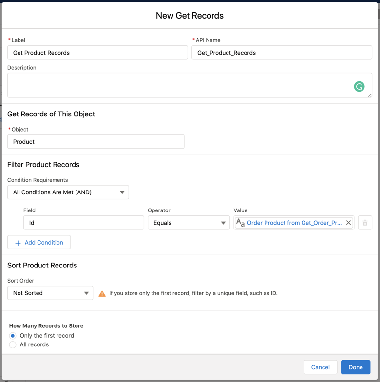 Get Records element in flow.
