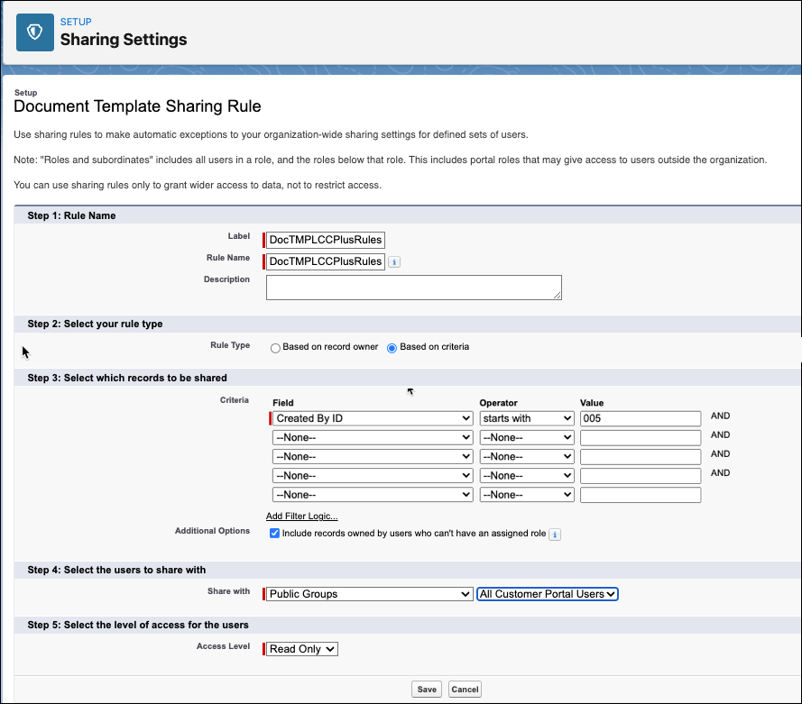 Document Template Sharing Ruled window