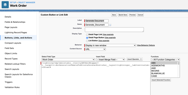 The Work Order page.