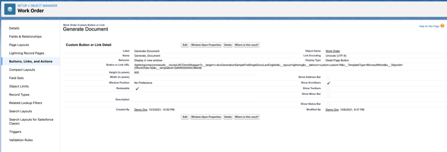 The Work Order page.