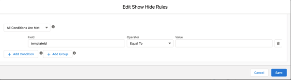 The Edit Show Hide Rules window.