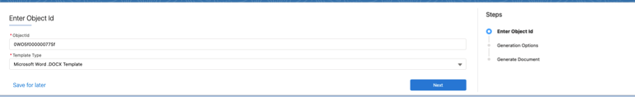 The Enter Object Id page.