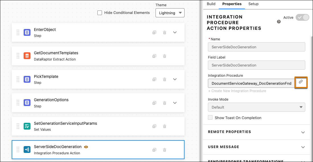 Update integration procedure action
