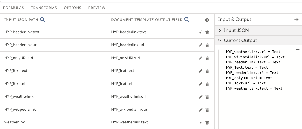 The Matched Mapping column is populated when the fields from the input column and the output column are matched.