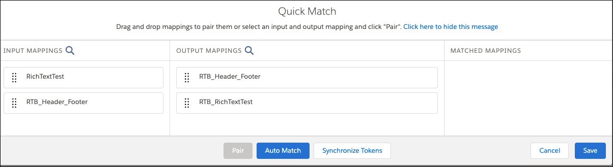 The Input Mappings and Output Mappings columns.