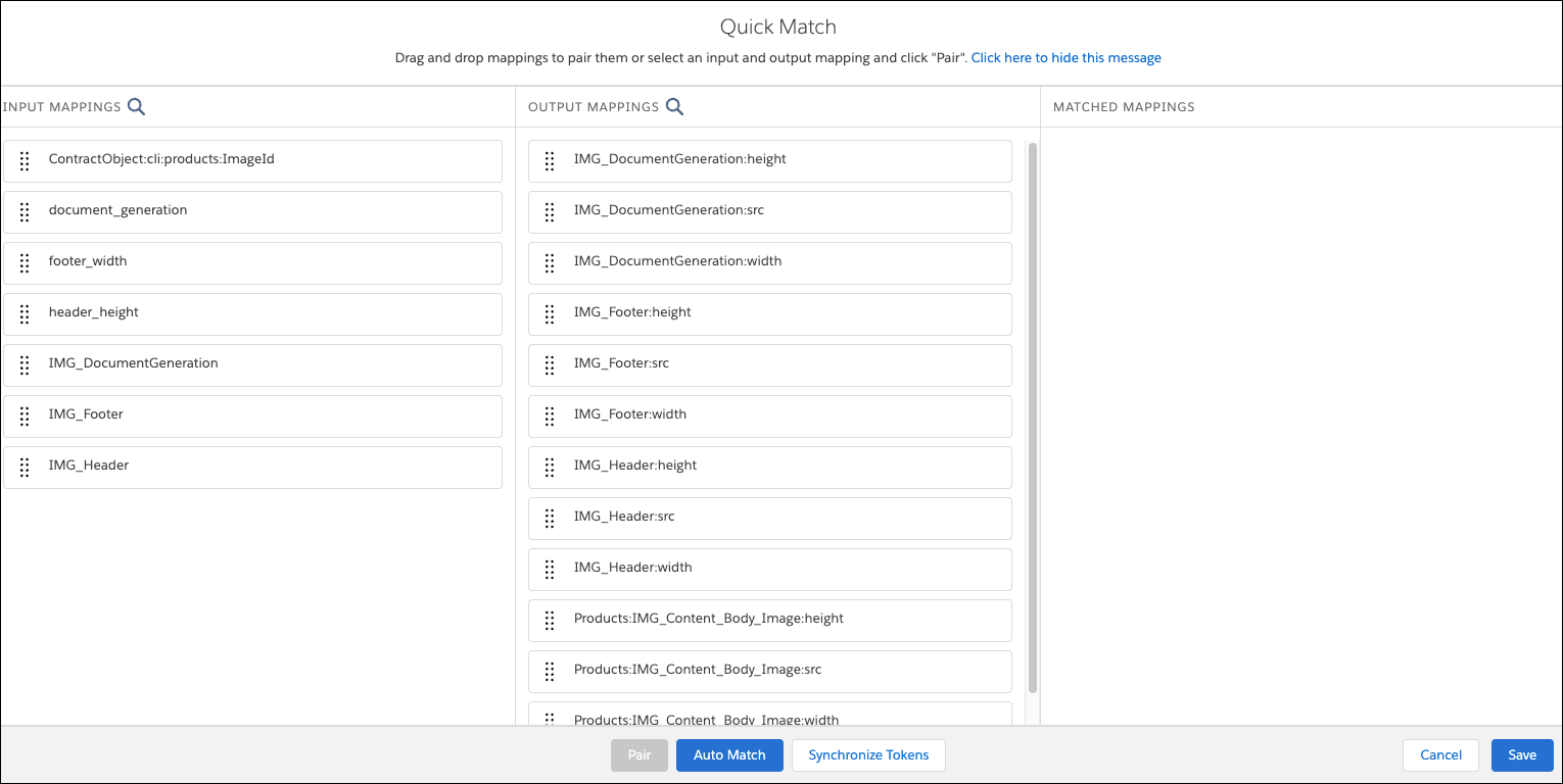The Input Mappings and Output Mappings columns