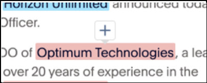Add icon for blue highlighted text