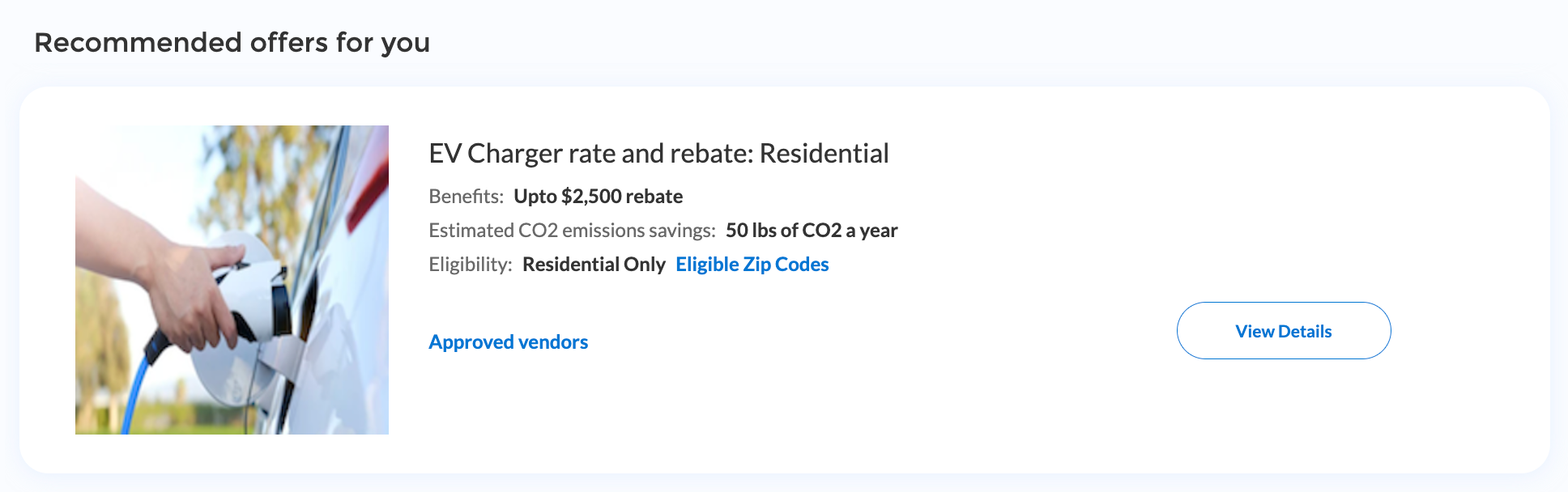 A FlexCard for a program in the Offers and Rebates page