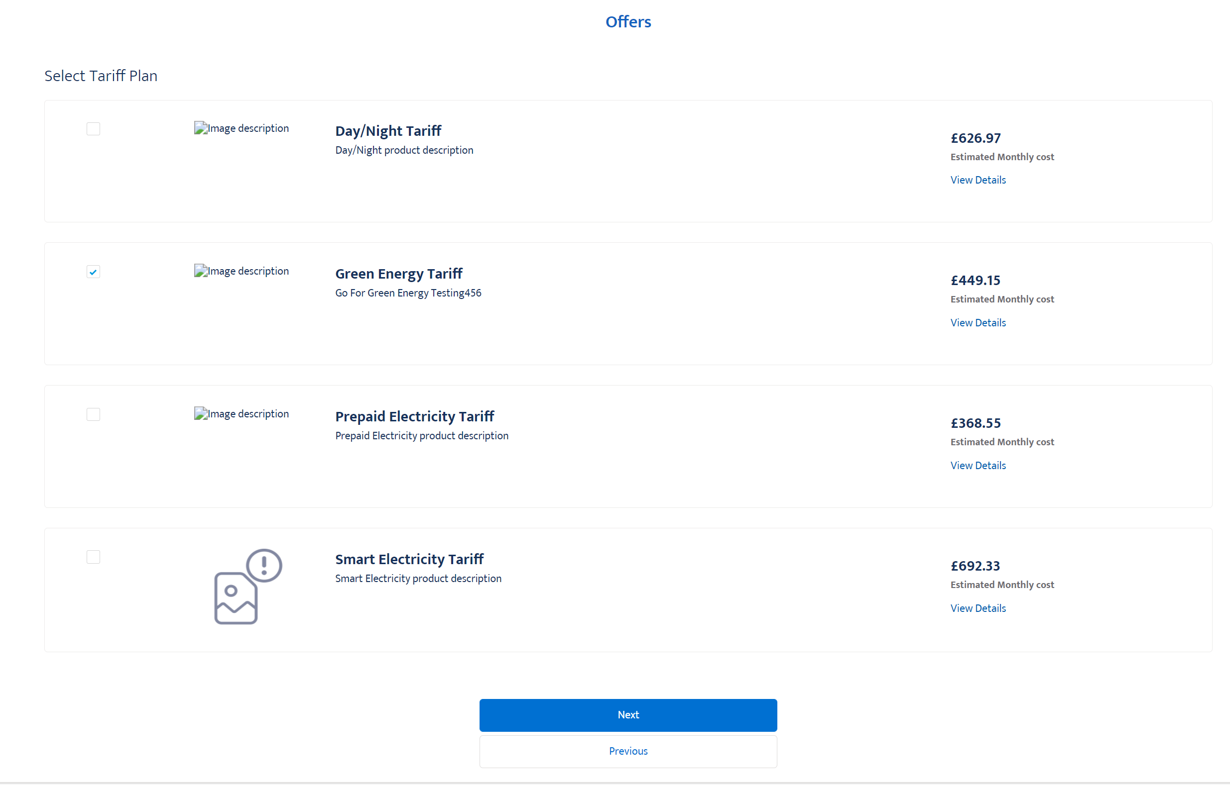 Commodity product offer options