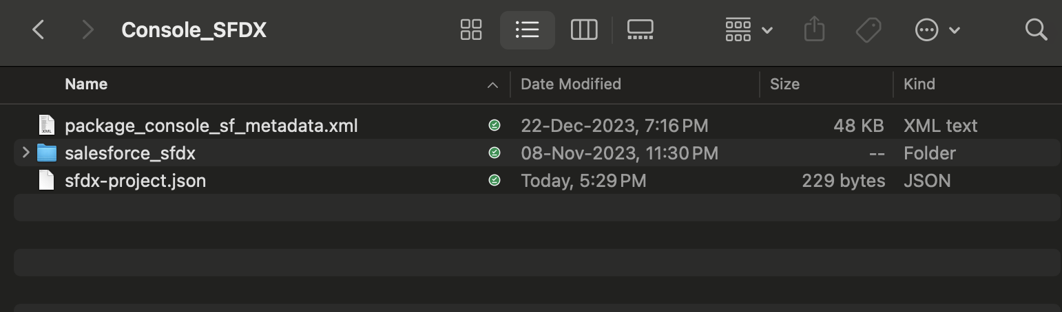 Console SFDX folder
