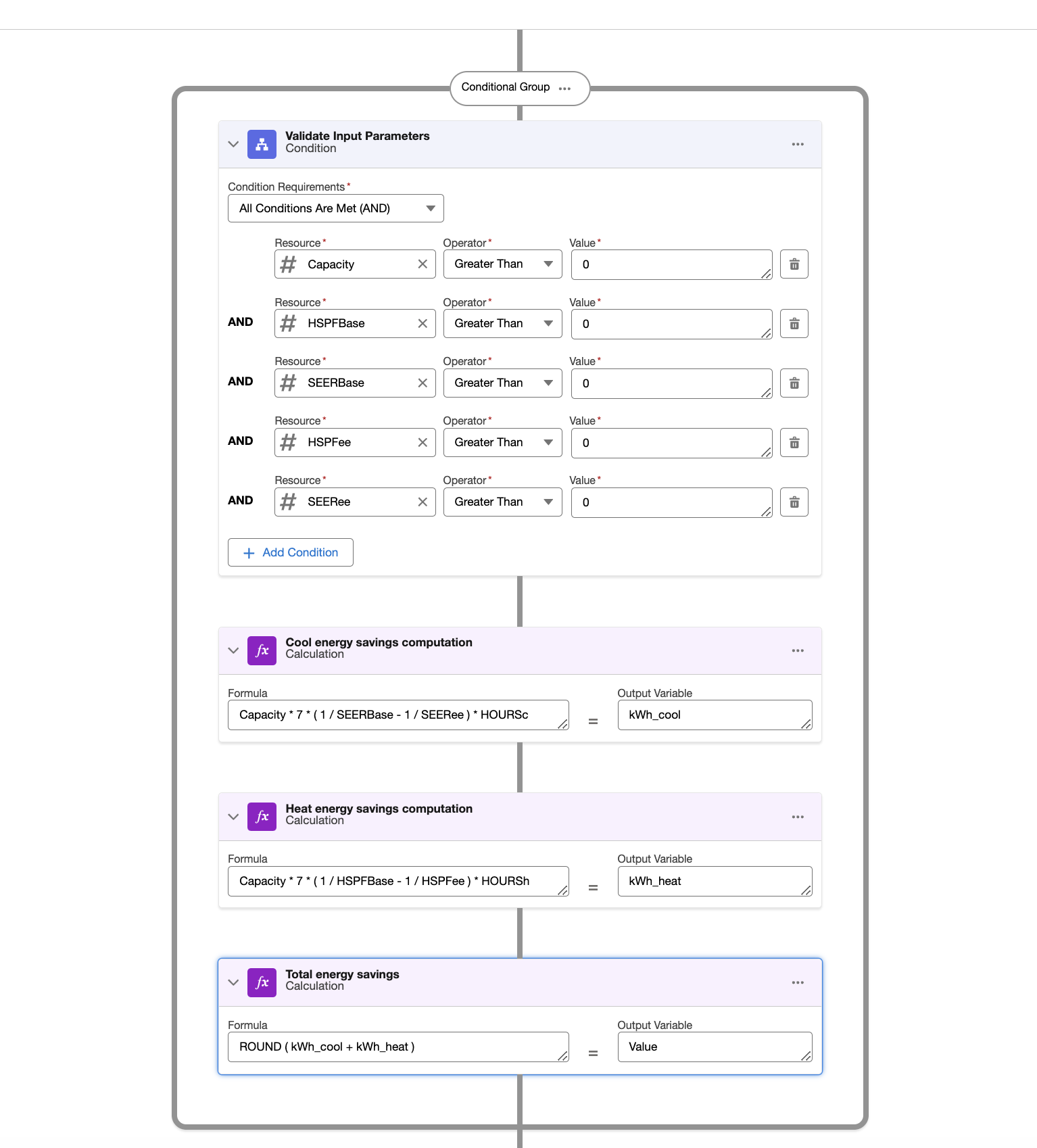 The Heatpump Energy Savings Benefit Formula expression set details