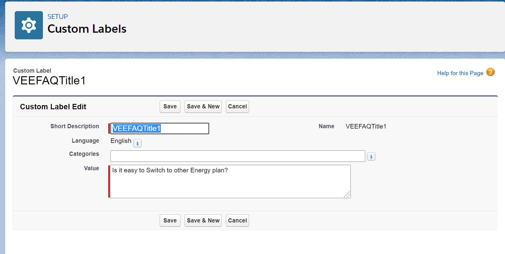 Set the custom FAQ label