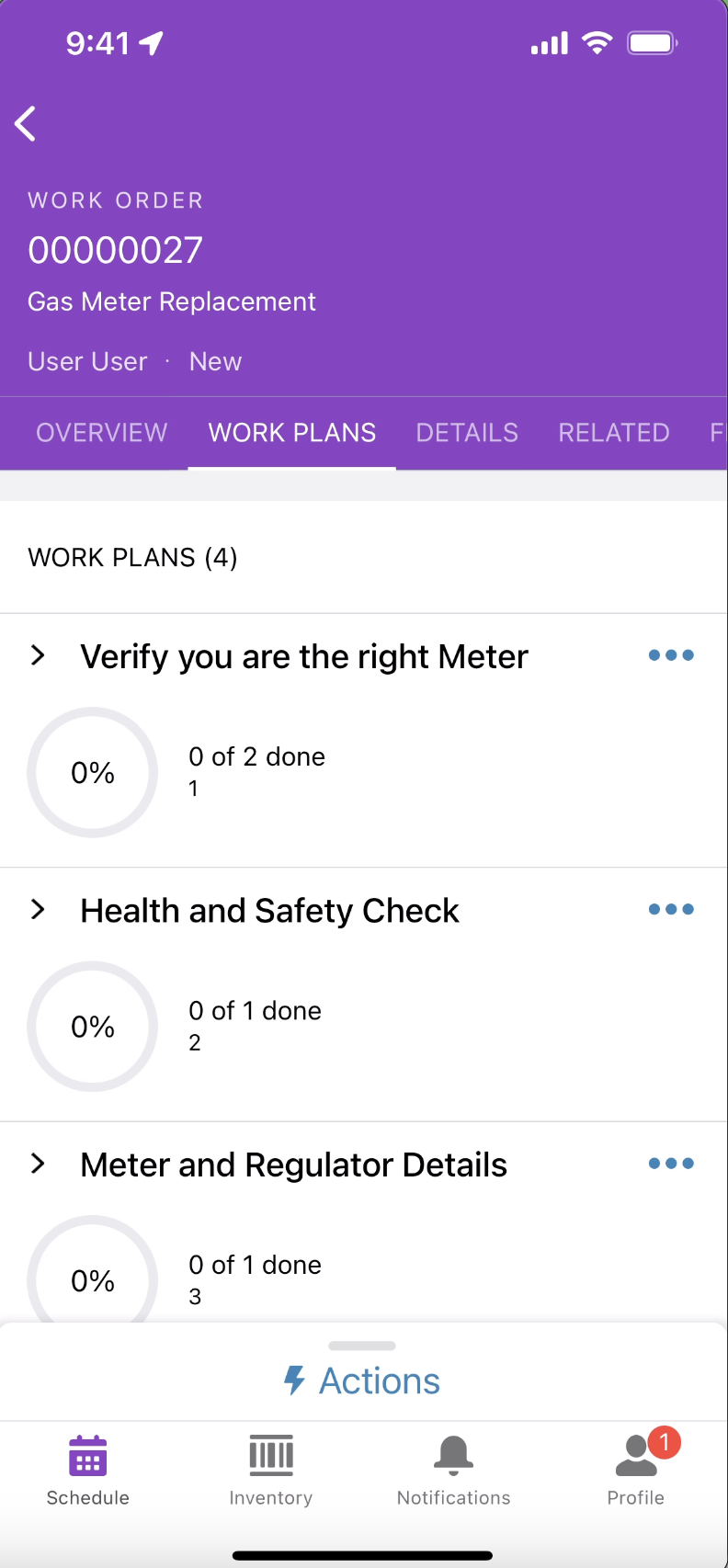 Work plan for gas meter replacement