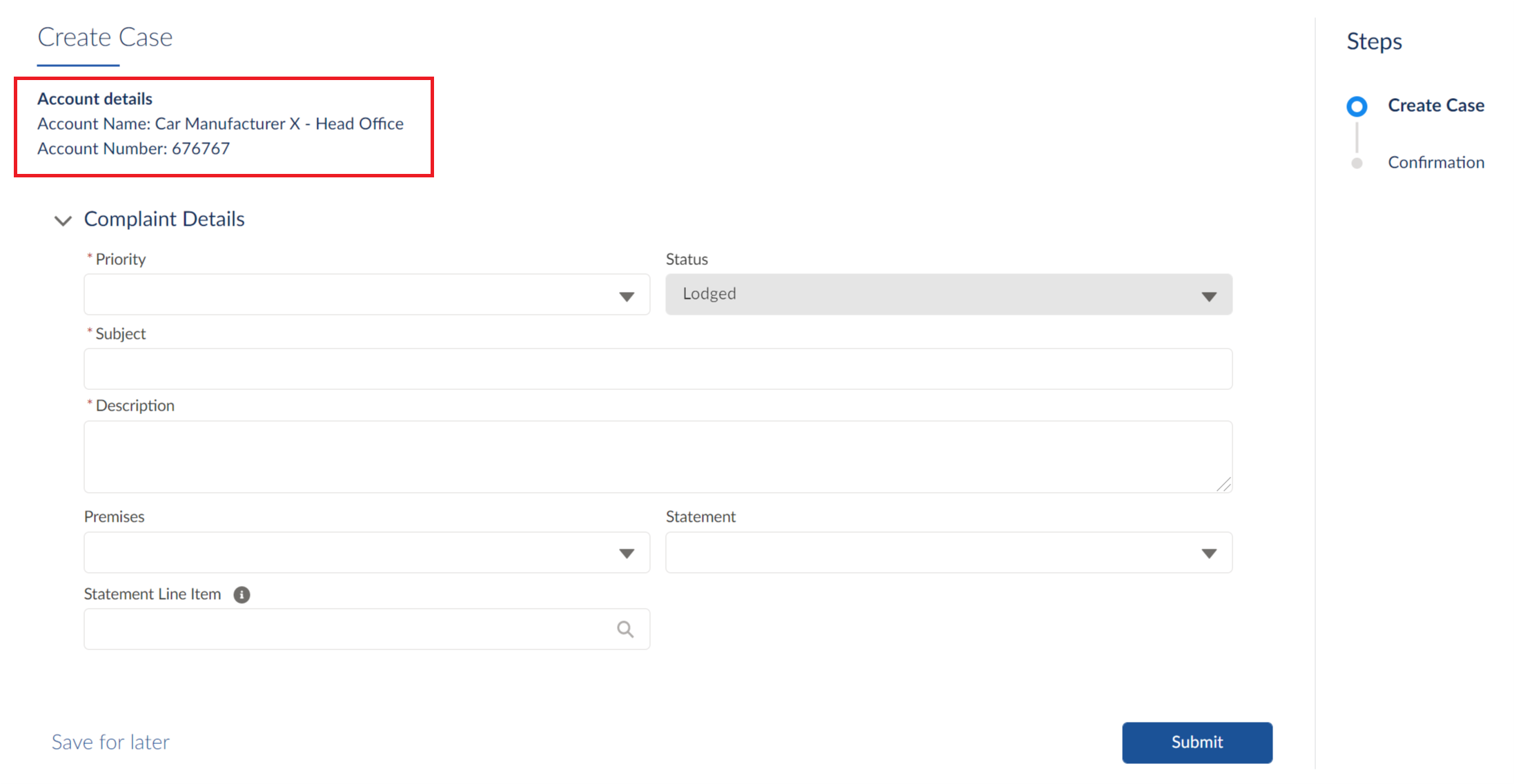 Create a case page for Energy and Utilities customers
