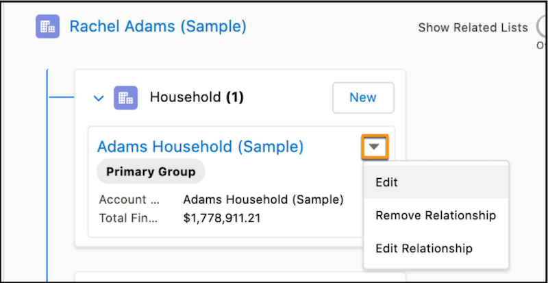 Edit option in ARC card dropdown menu