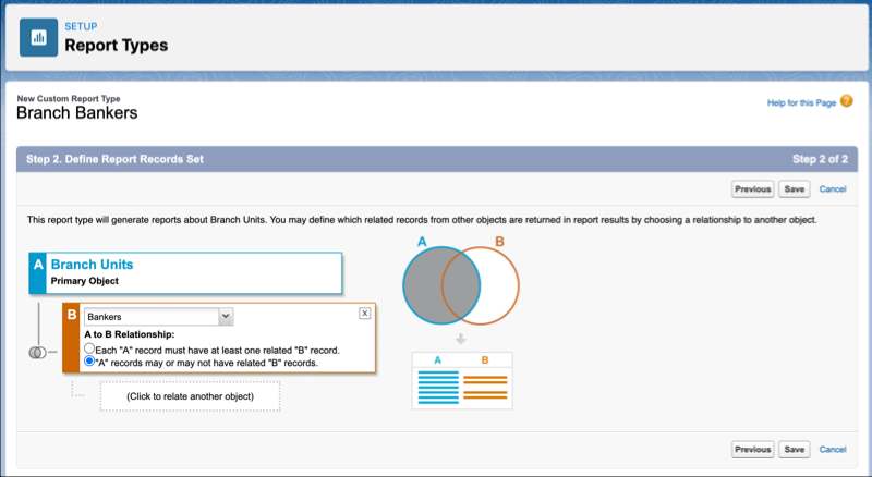 The New Custom Report Type page
