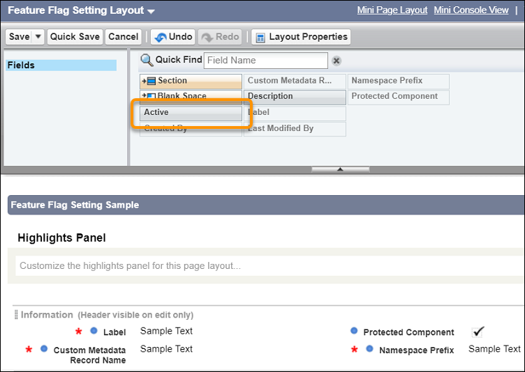 Feature flag setting active checkbox