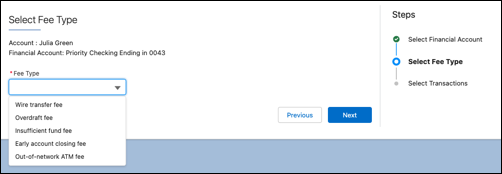 Fee reversal select fee type