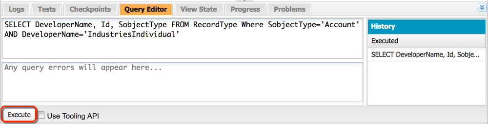 SOQL query in Query Editor